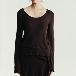 Zara NWT brown long sleeve double effect top